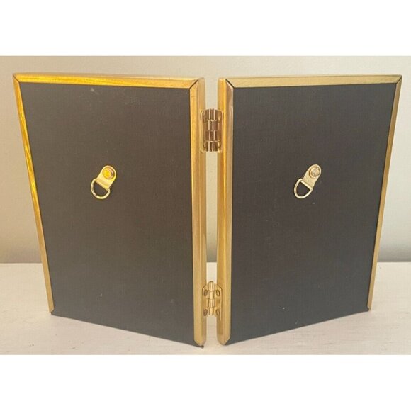 Vintage Solid Brass Hinged Picture Frames Lot of 2 – Triple 5x3.5" & Double 5x7" - Picture 3 of 5